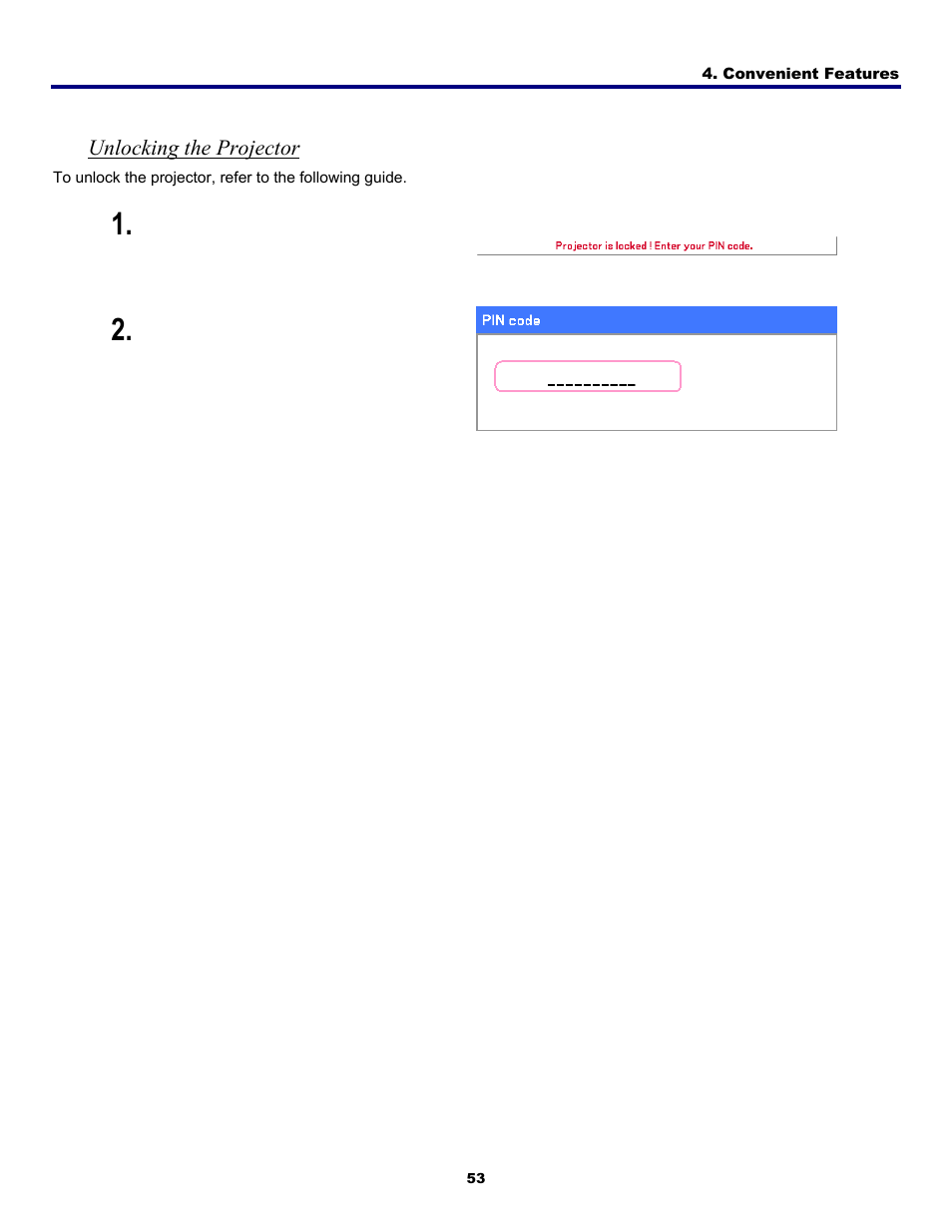 Unlocking the projector | Fisher PDG-DWT50L User Manual | Page 62 / 135