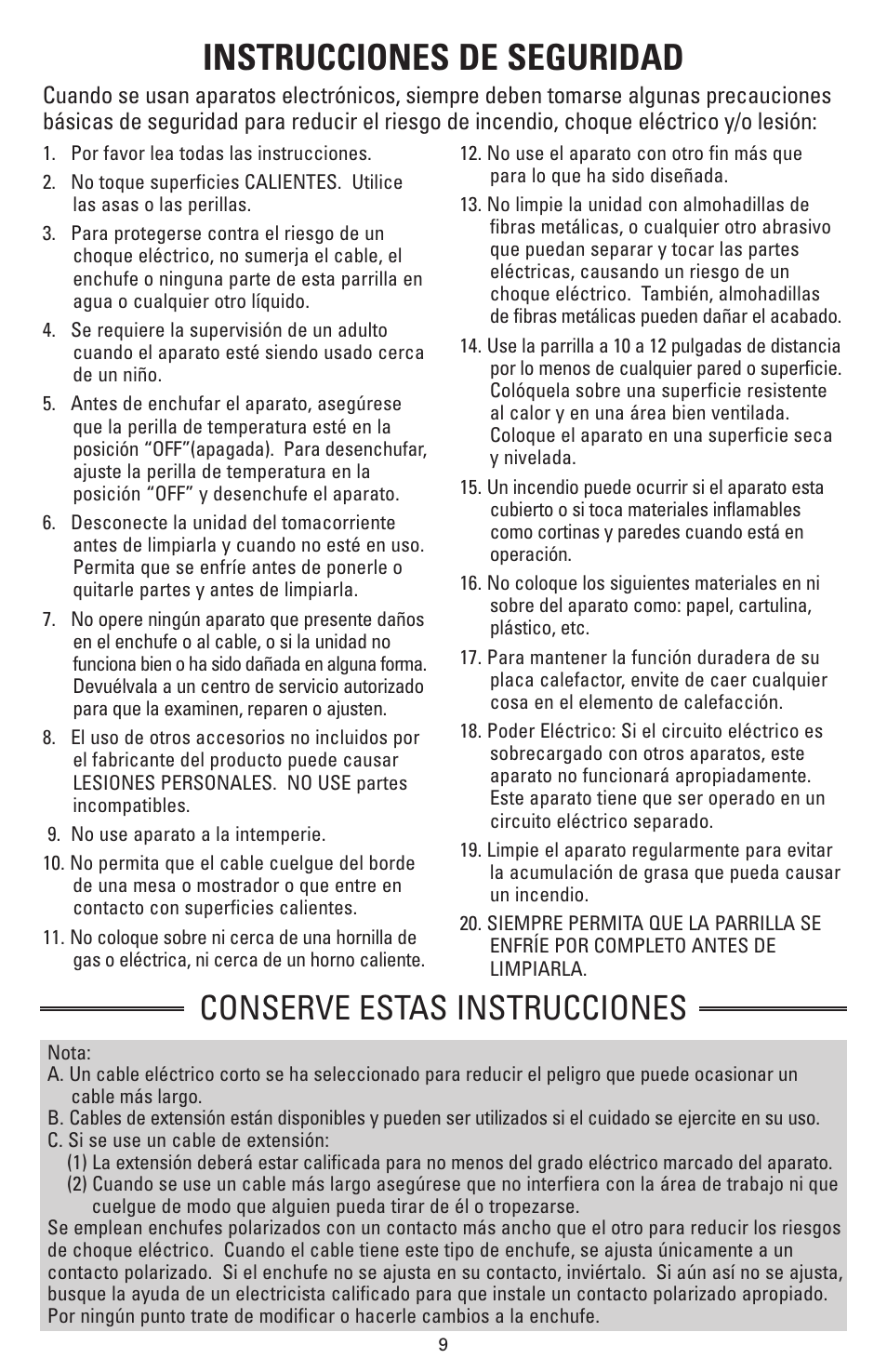 Instrucciones de seguridad, Conserve estas instrucciones | Fisher HPS-SG3 User Manual | Page 10 / 16
