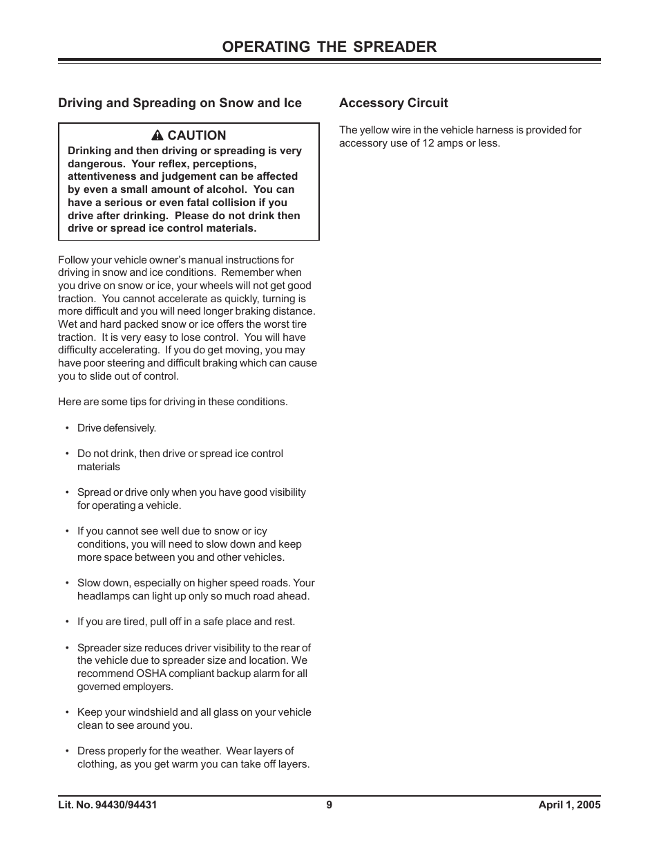 Operating the spreader | Fisher 1000-(10003) User Manual | Page 11 / 24