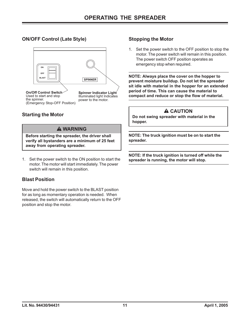 Operating the spreader | Fisher 1000-(10003) User Manual | Page 13 / 24