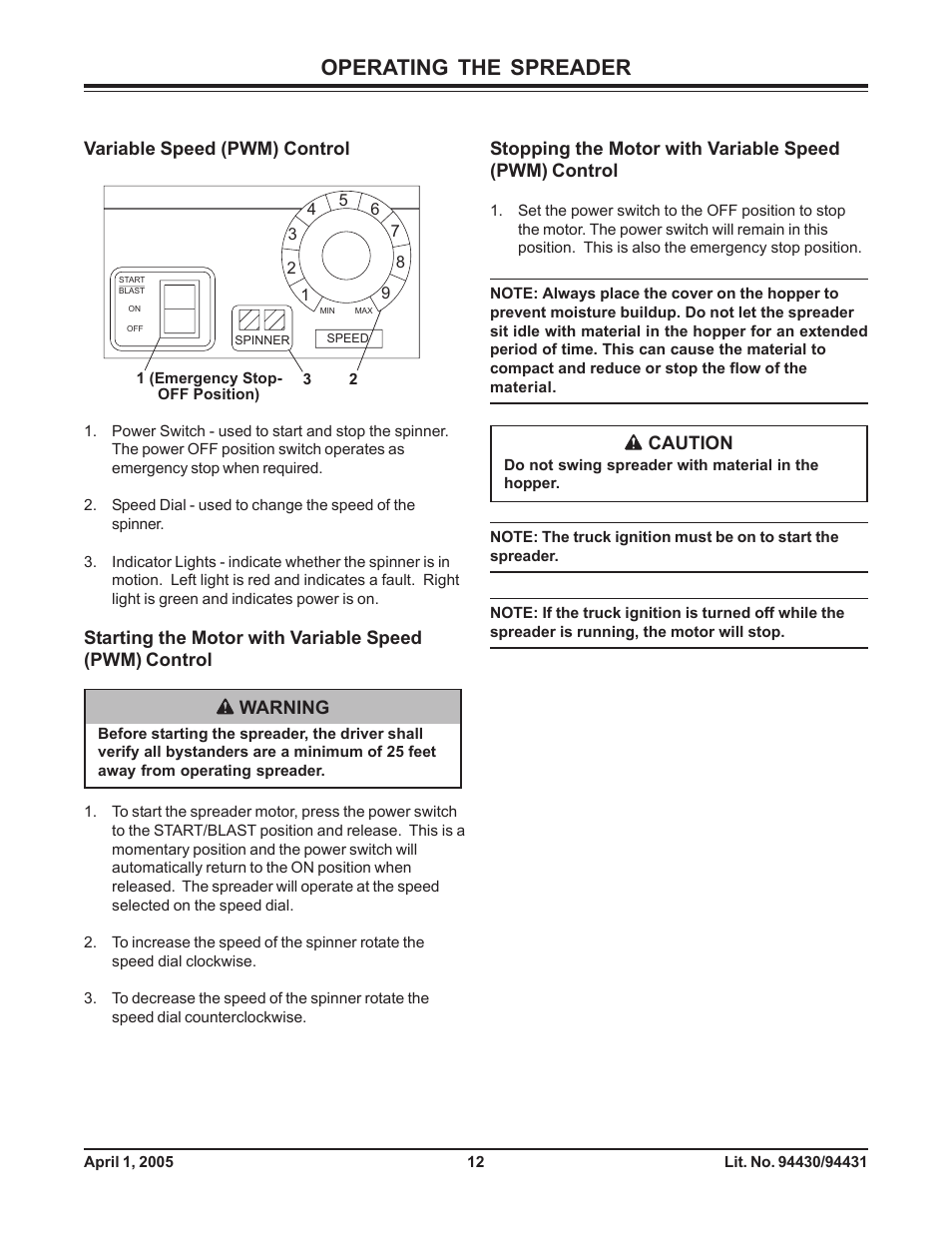 Operating the spreader | Fisher 1000-(10003) User Manual | Page 14 / 24