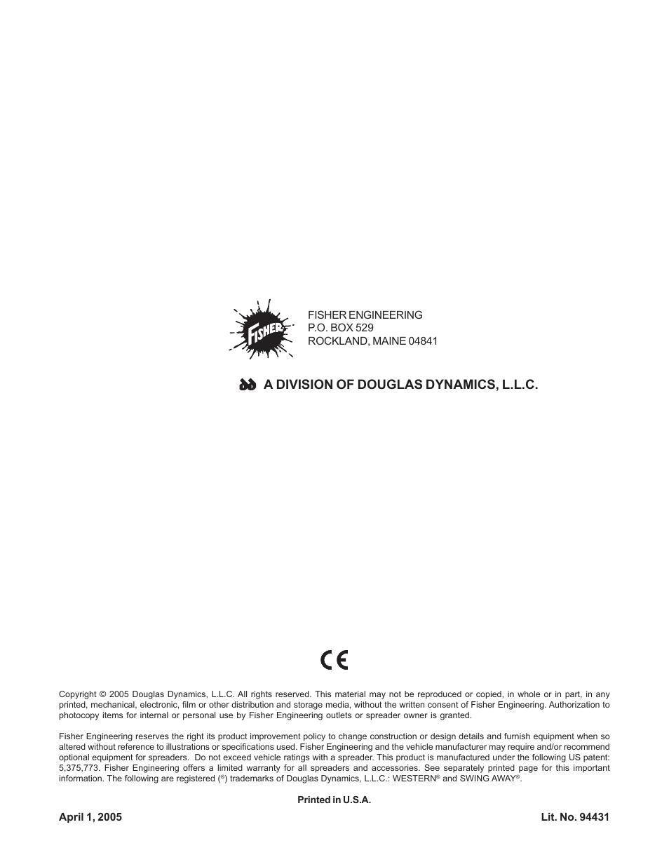 A division of douglas dynamics, l.l.c | Fisher 1000-(10003) User Manual | Page 24 / 24