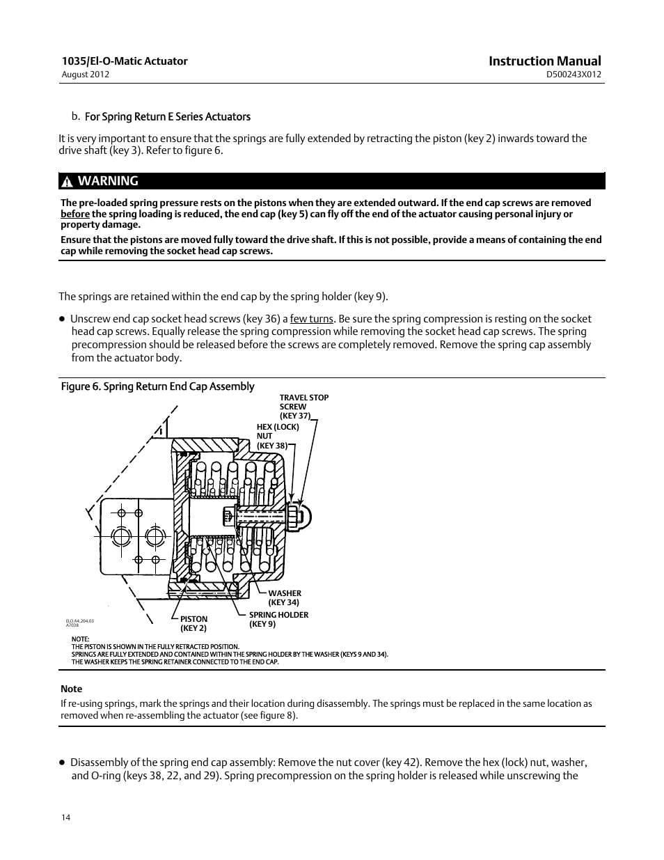 Instruction manual, Warning | Fisher D500243X012 User Manual | Page 14 / 28