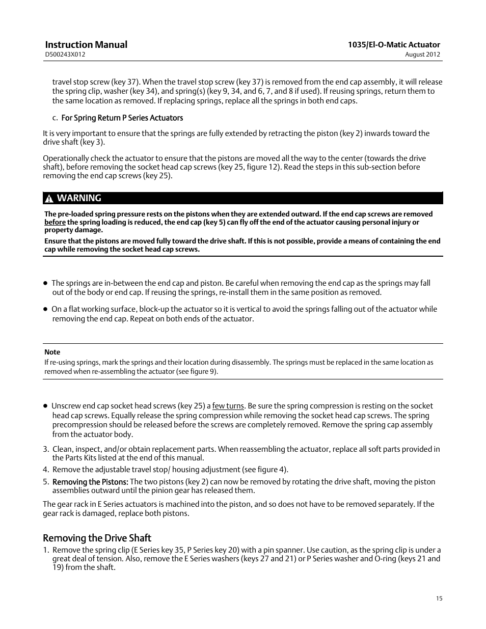 Removing the drive shaft | Fisher D500243X012 User Manual | Page 15 / 28