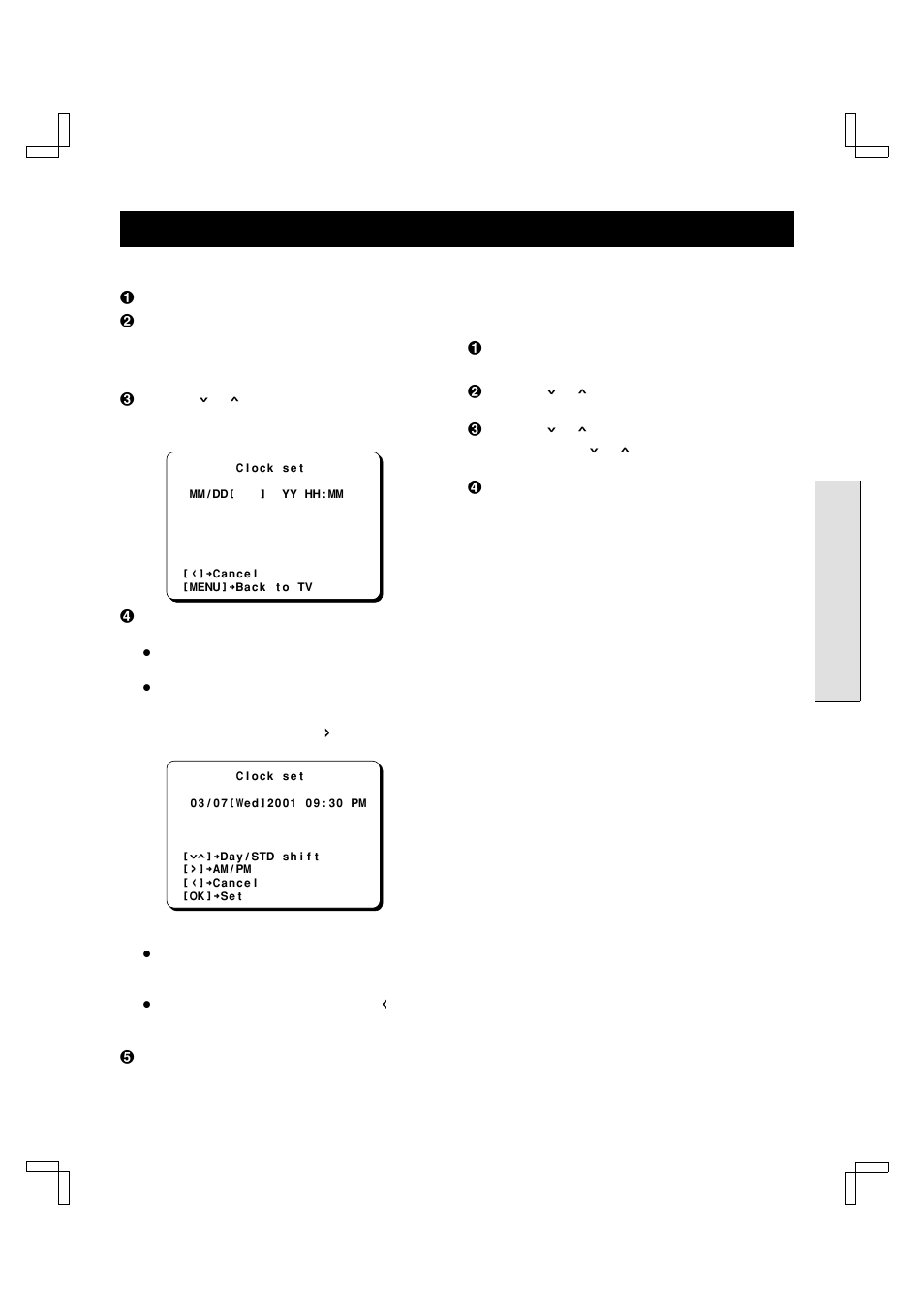 Setting the clock manual clock setting, Standard/daylight time adjustment | Fisher FVH-T610 User Manual | Page 21 / 42