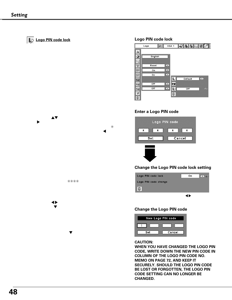 Setting | Fisher PLC-XU87 User Manual | Page 48 / 73