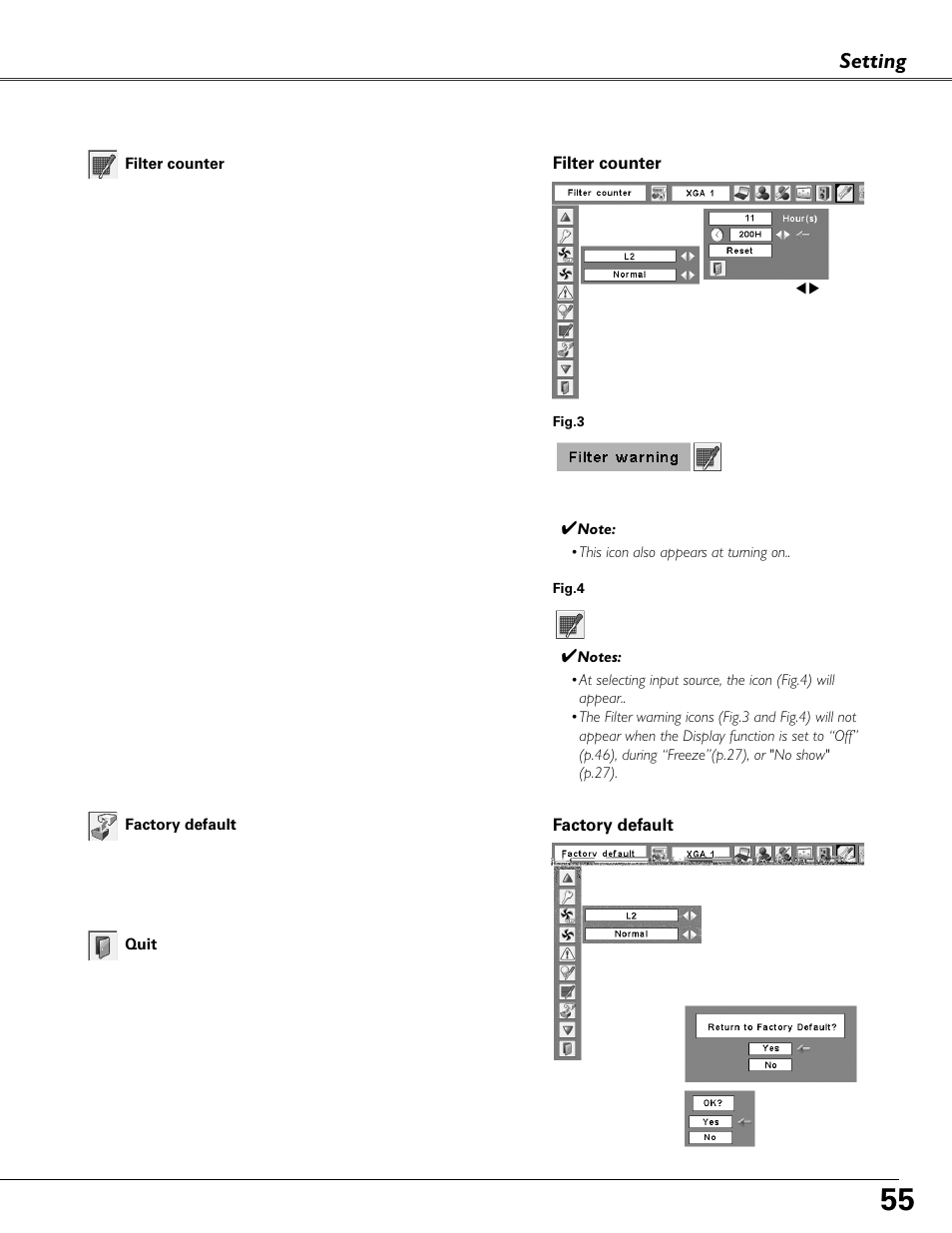 Setting | Fisher PLC-XU87 User Manual | Page 55 / 73