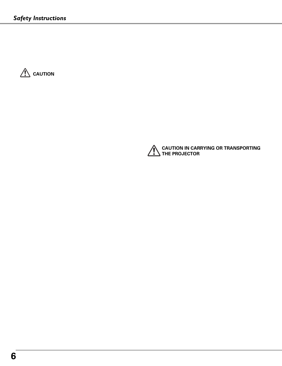 Air circulation, Moving the projector, Safety instructions | Fisher PLC-XU87 User Manual | Page 6 / 73
