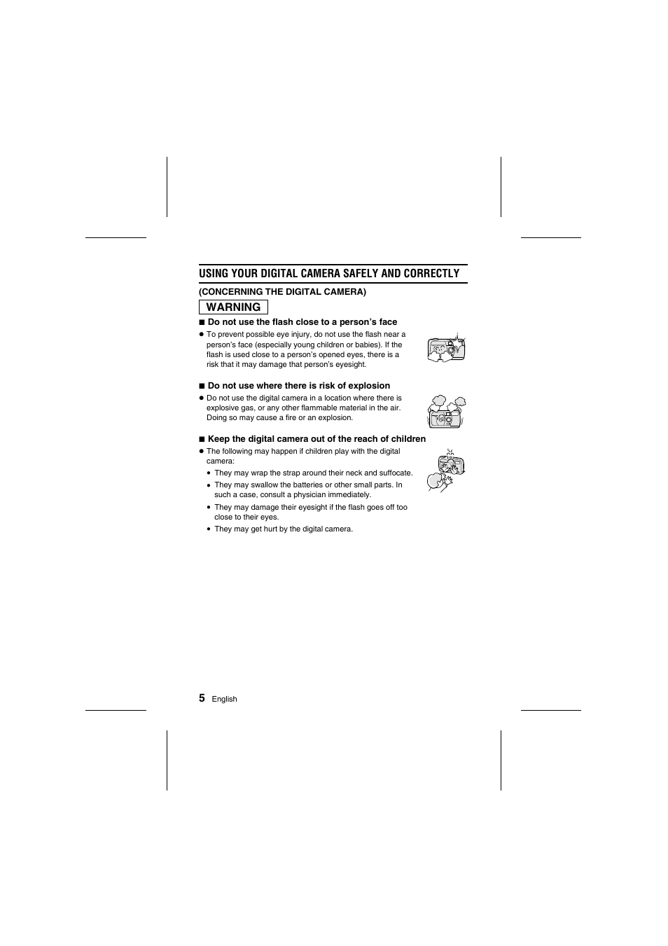 Using your digital camera safely and correctly, Warning | Fisher VPC-R1 User Manual | Page 10 / 87
