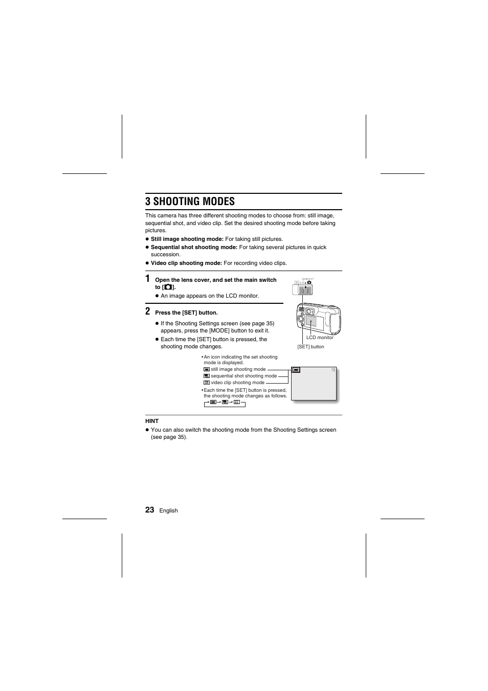 3 shooting modes | Fisher VPC-R1 User Manual | Page 28 / 87