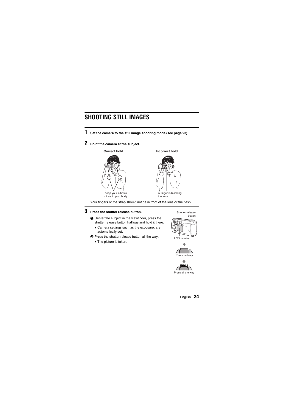 Shooting still images | Fisher VPC-R1 User Manual | Page 29 / 87