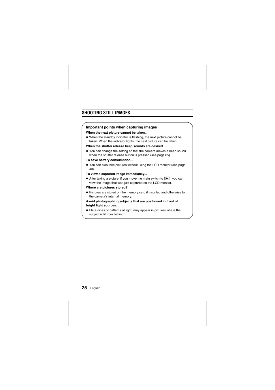 Shooting still images | Fisher VPC-R1 User Manual | Page 30 / 87