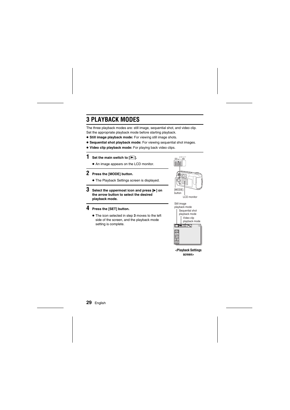 3 playback modes | Fisher VPC-R1 User Manual | Page 34 / 87