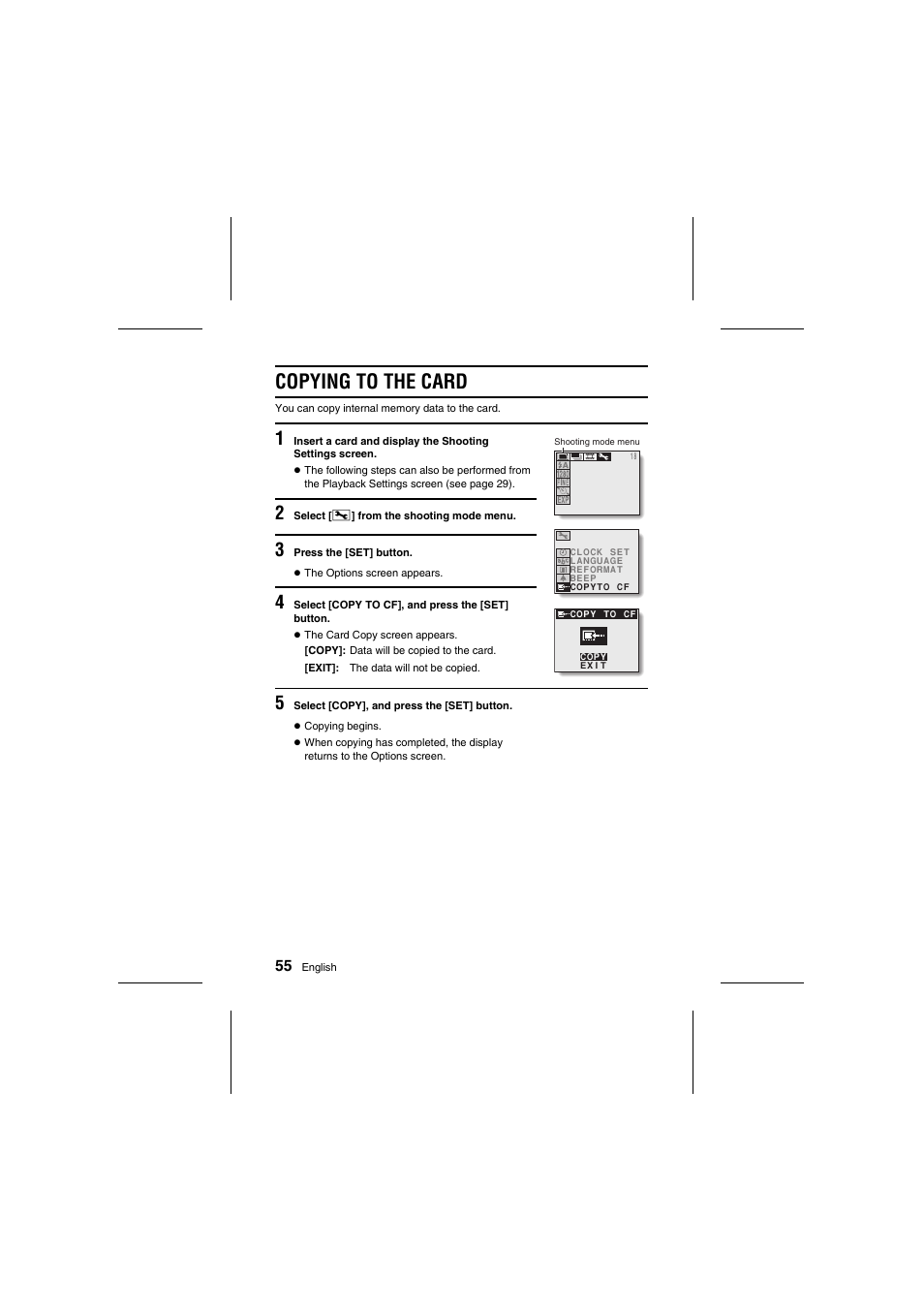 Copying to the card | Fisher VPC-R1 User Manual | Page 60 / 87