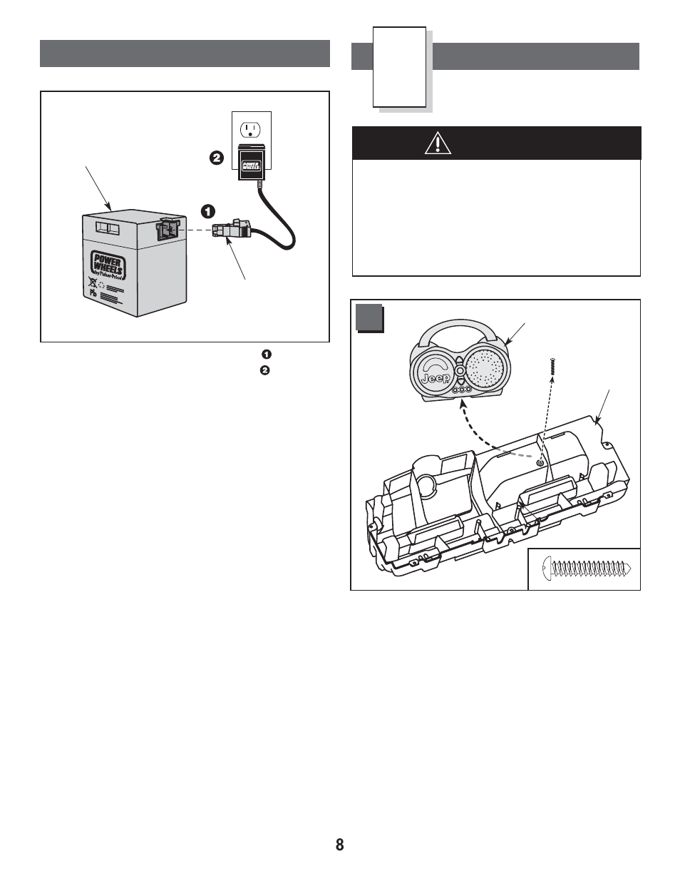 Warning battery charging, Assembly | Fisher 77770 User Manual | Page 8 / 32
