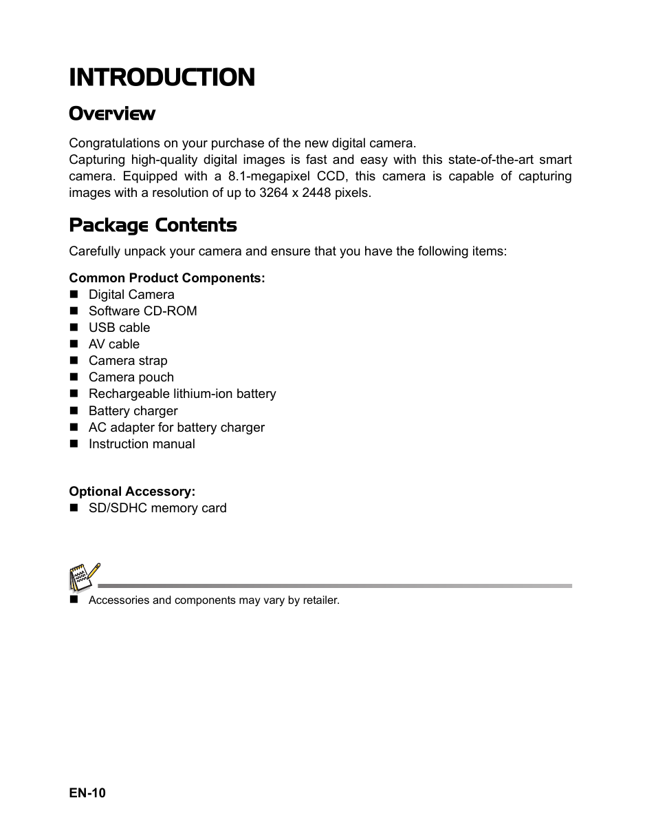 10 introduction, 10 overview 10 package contents, Introduction | Overview, Package contents | Fisher VPC-T850 User Manual | Page 11 / 43