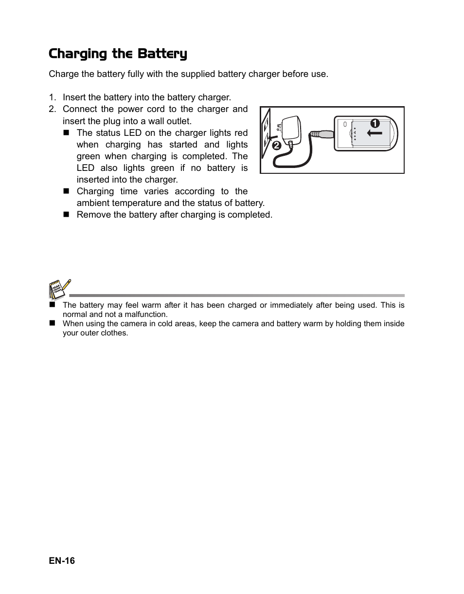 16 charging the battery, Charging the battery | Fisher VPC-T850 User Manual | Page 17 / 43