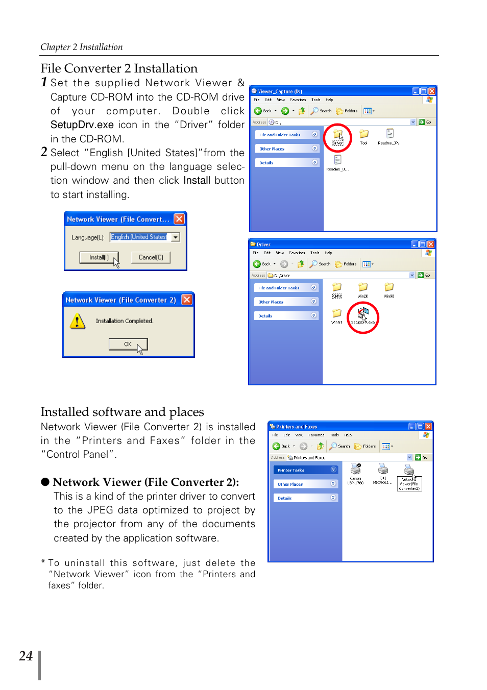 File converter 2 installation, Installed software and places | Fisher PJ-Net User Manual | Page 24 / 114