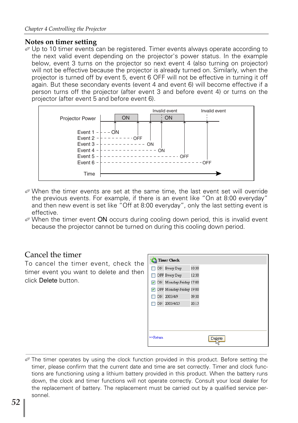Cancel the timer | Fisher PJ-Net User Manual | Page 52 / 114