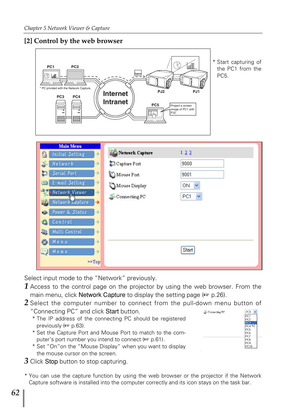 2] control by the web browser, Internet intranet | Fisher PJ-Net User Manual | Page 62 / 114