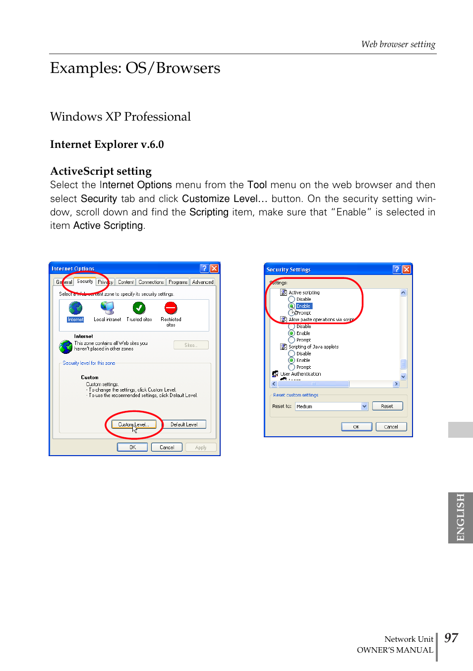 Examples: os/browsers | Fisher PJ-Net User Manual | Page 97 / 114