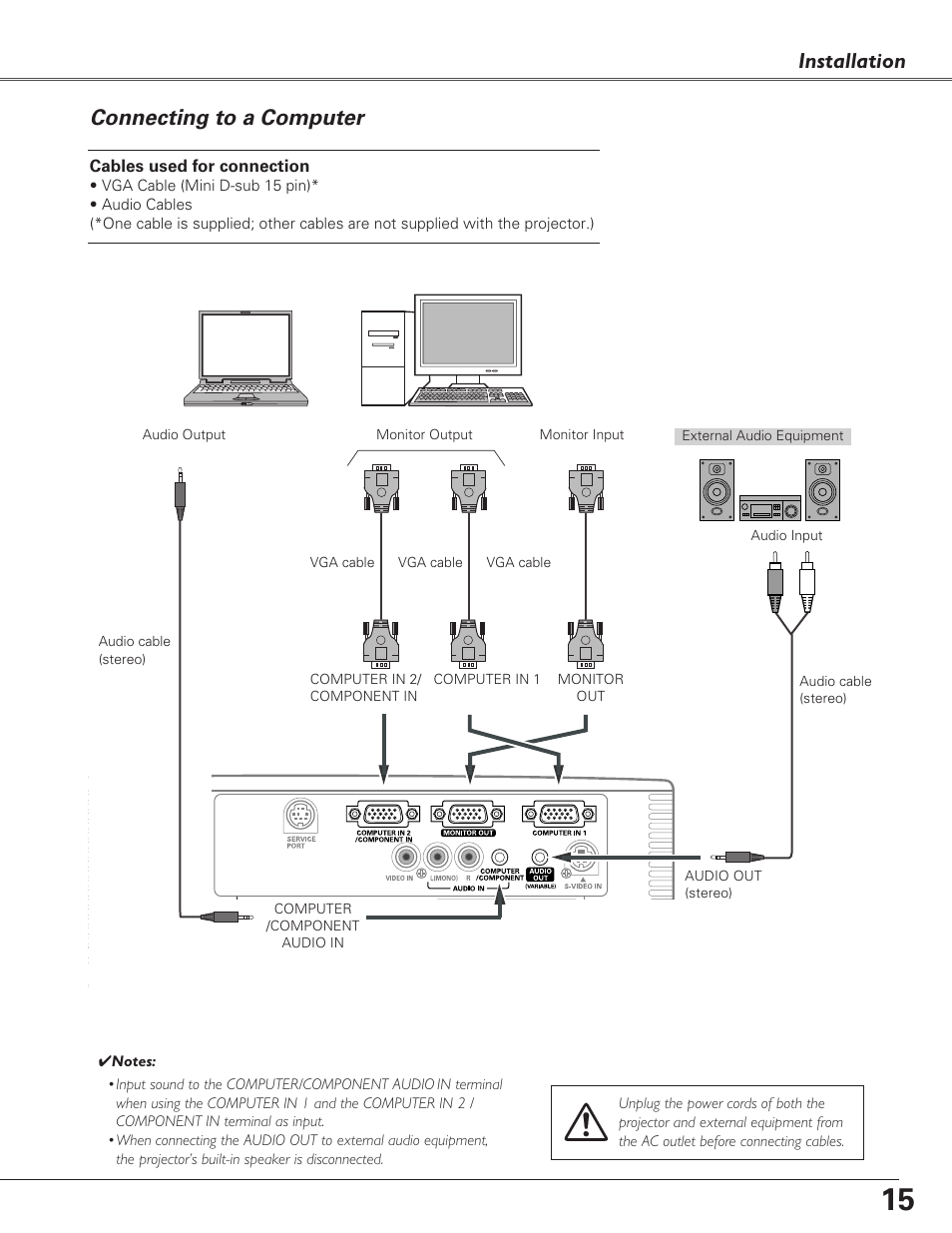 Connecting to a computer, Installation connecting to a computer | Fisher PLC-XU100 User Manual | Page 15 / 66