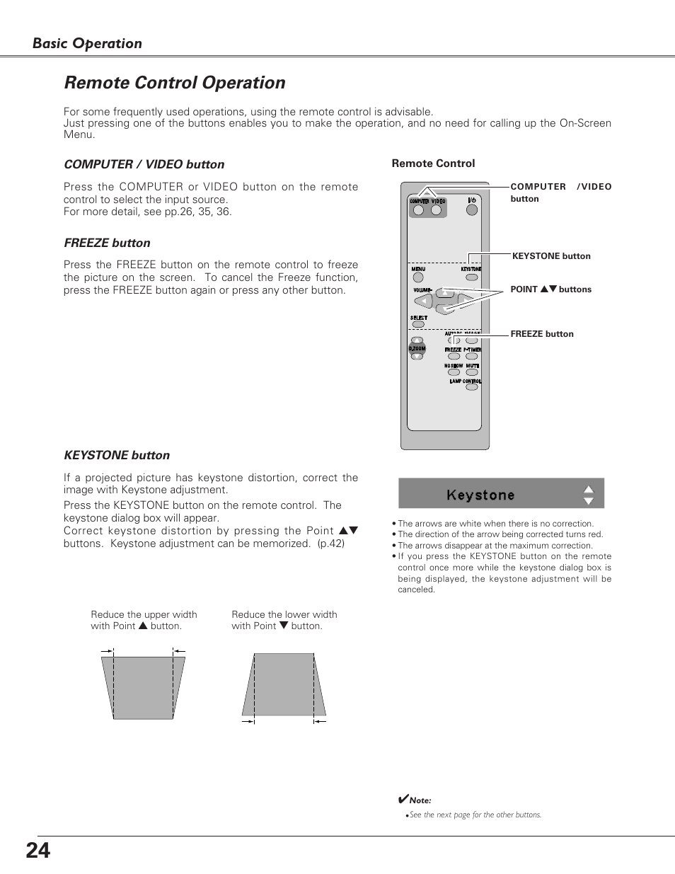 Remote control operation, Basic operation | Fisher PLC-XU100 User Manual | Page 24 / 66