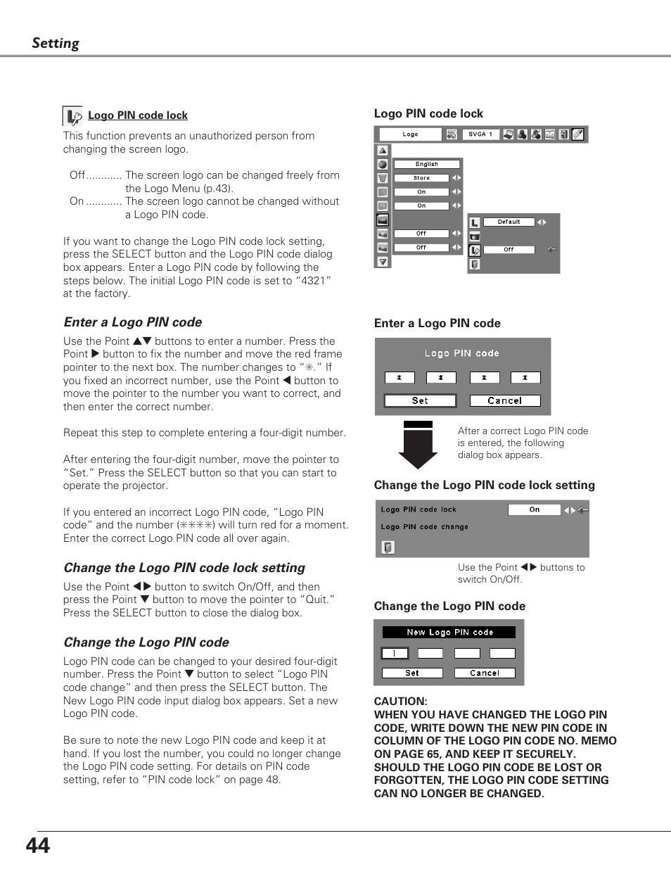 Setting | Fisher PLC-XU100 User Manual | Page 44 / 66