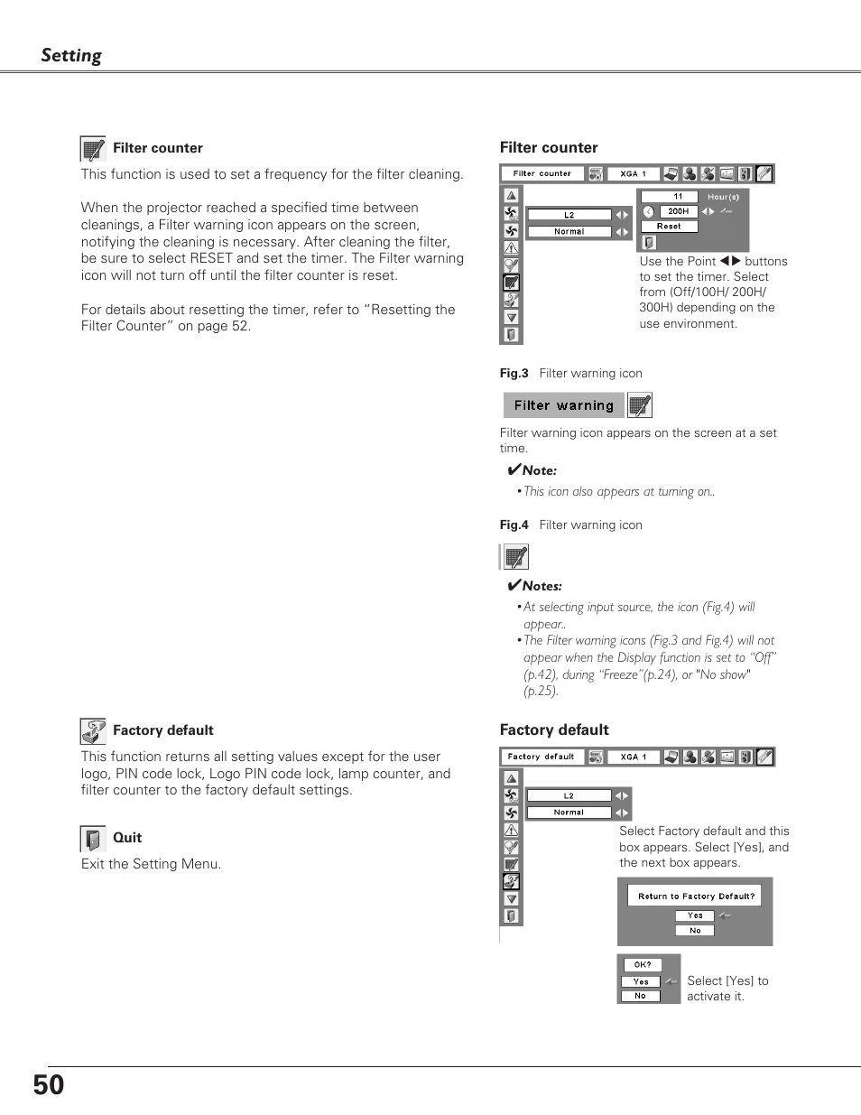 Setting | Fisher PLC-XU100 User Manual | Page 50 / 66