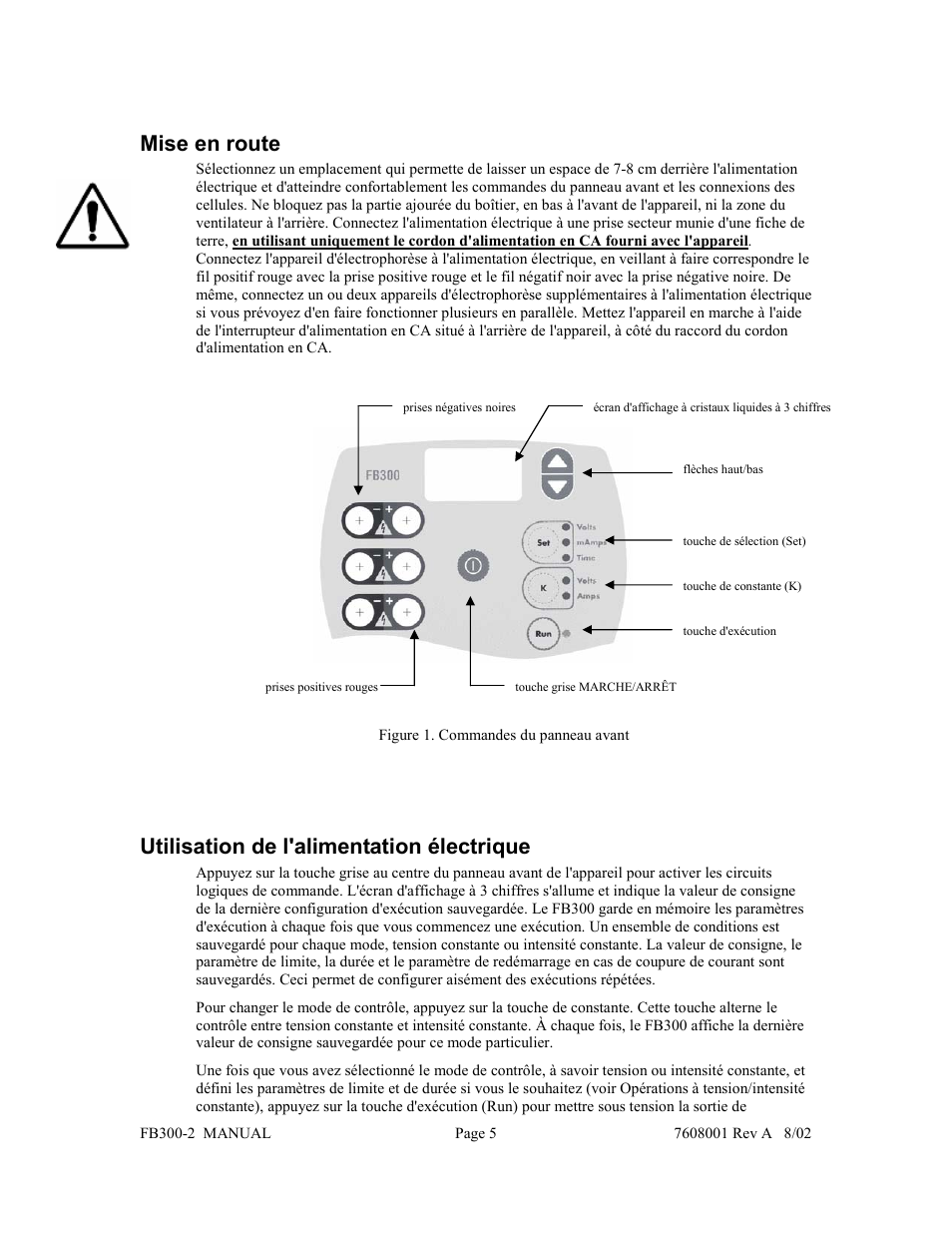 Mise en route, Utilisation de l'alimentation électrique | Fisher FB300-2 User Manual | Page 16 / 43