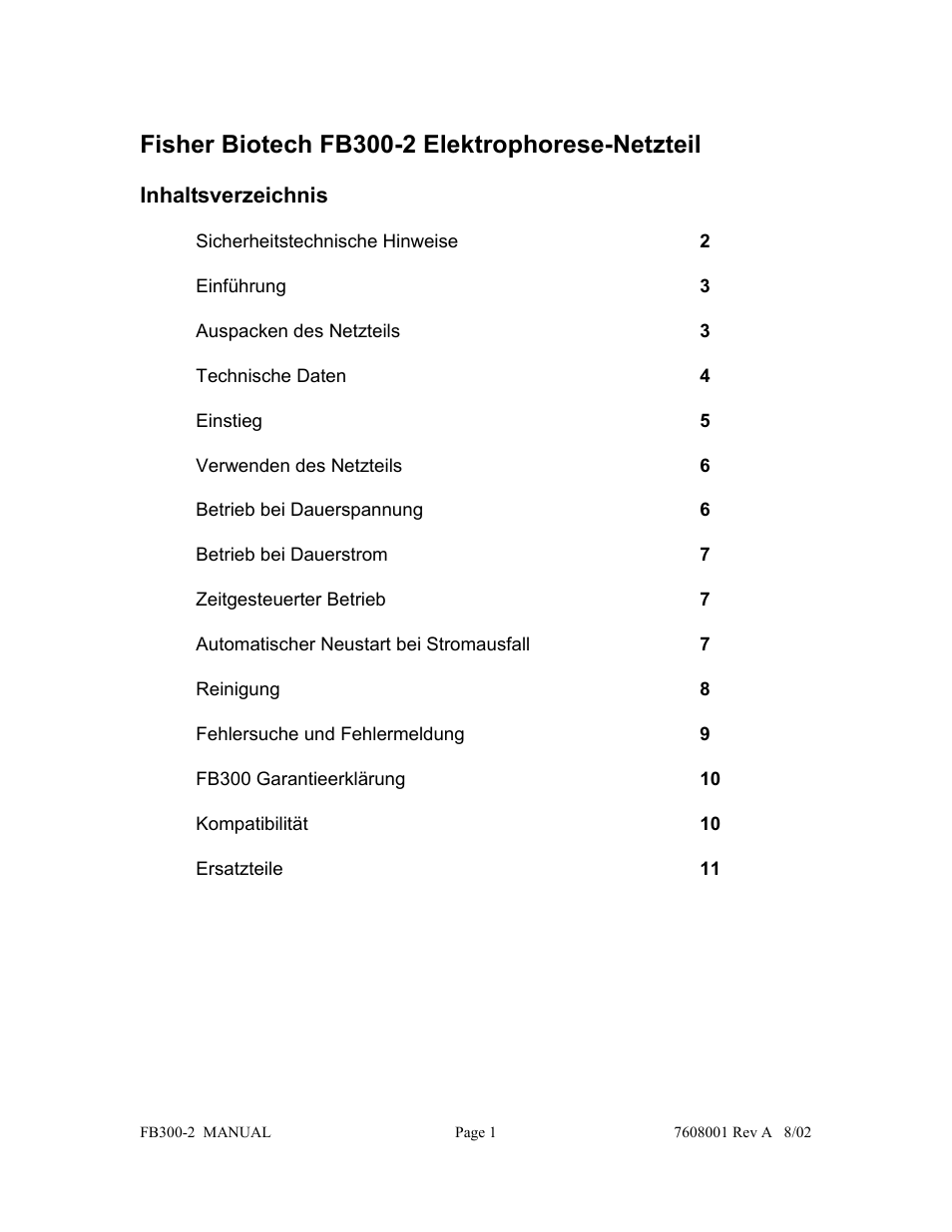 Fisher biotech fb300-2 elektrophorese-netzteil | Fisher FB300-2 User Manual | Page 22 / 43