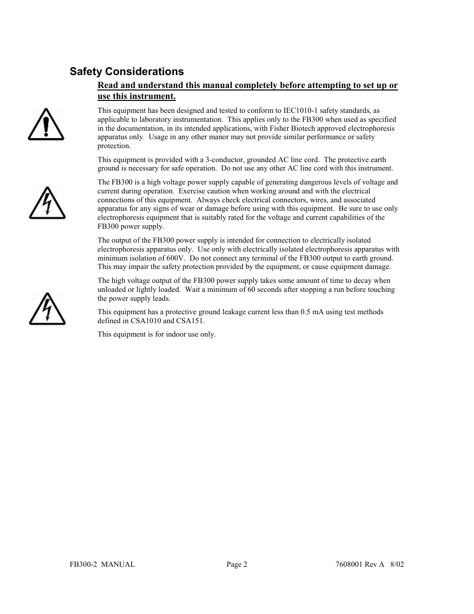 Safety considerations | Fisher FB300-2 User Manual | Page 3 / 43