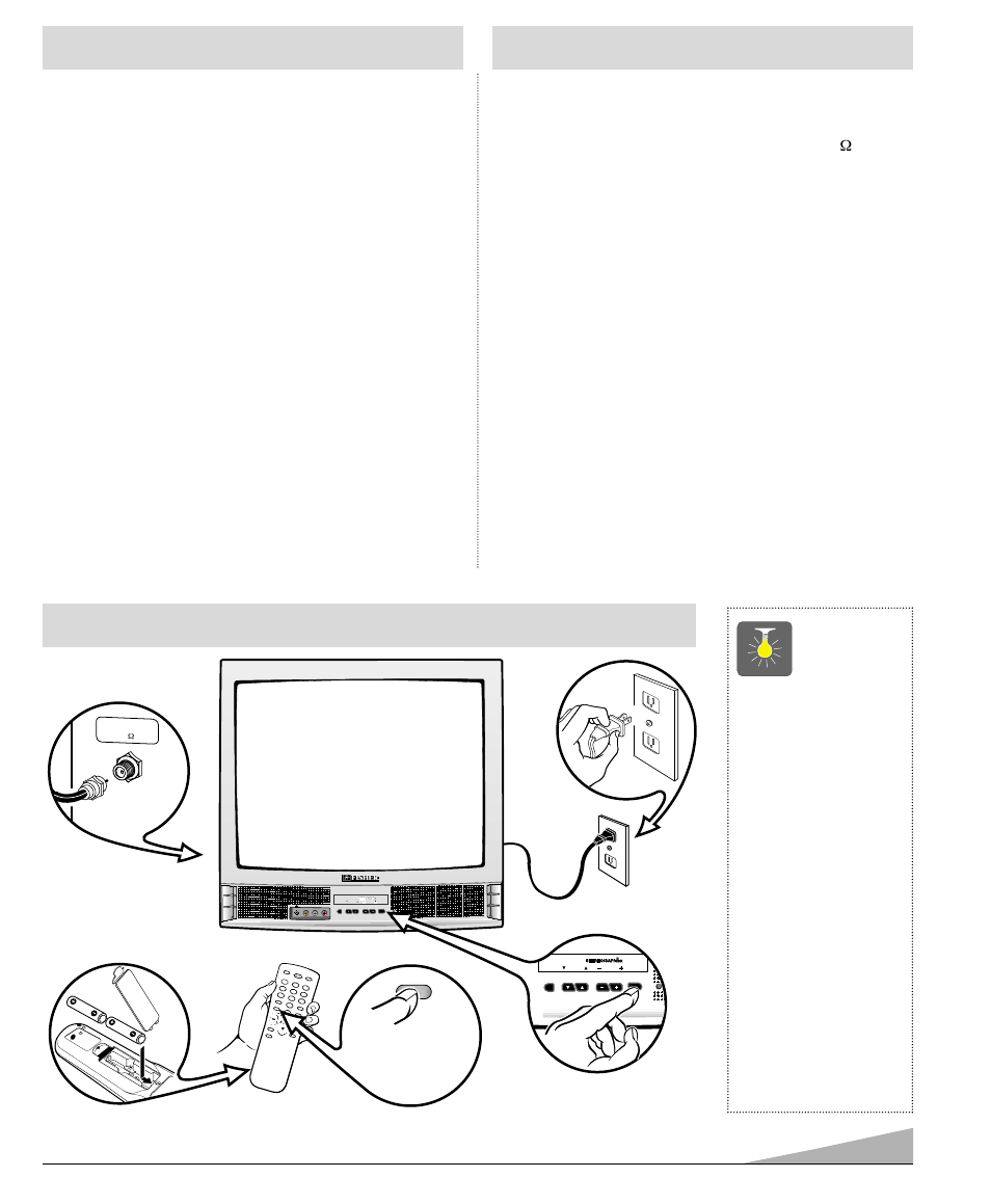 Basic setup, Specifications, Quicktips | Features, Trilingual on-screen menu, Automatic channel search, Auto shut off, Closed-captioning/quikcap, Digital picture controls with on-screen display, Mts stereo/dbx | Fisher PC-20S00M User Manual | Page 3 / 32