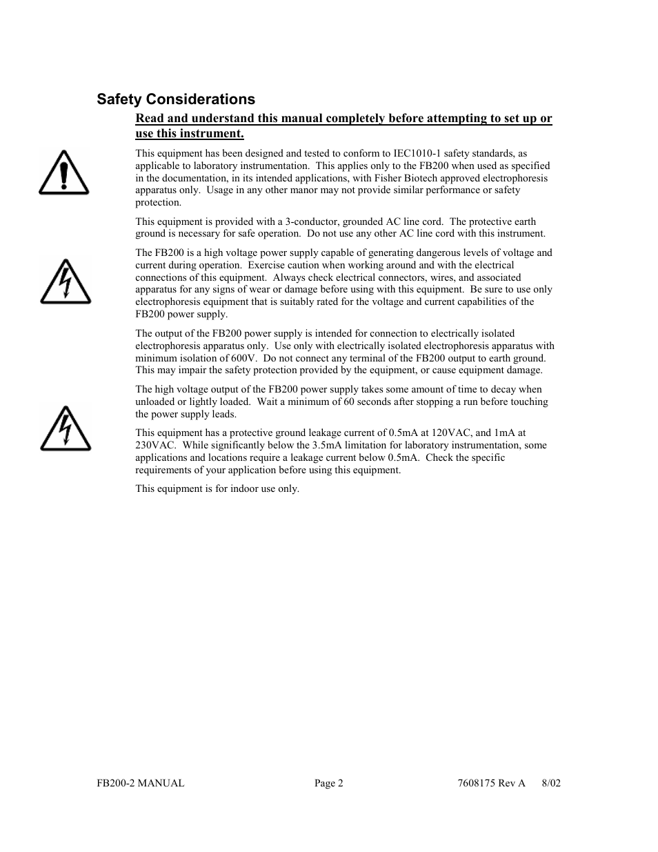 Safety considerations | Fisher FB200-2 User Manual | Page 3 / 42