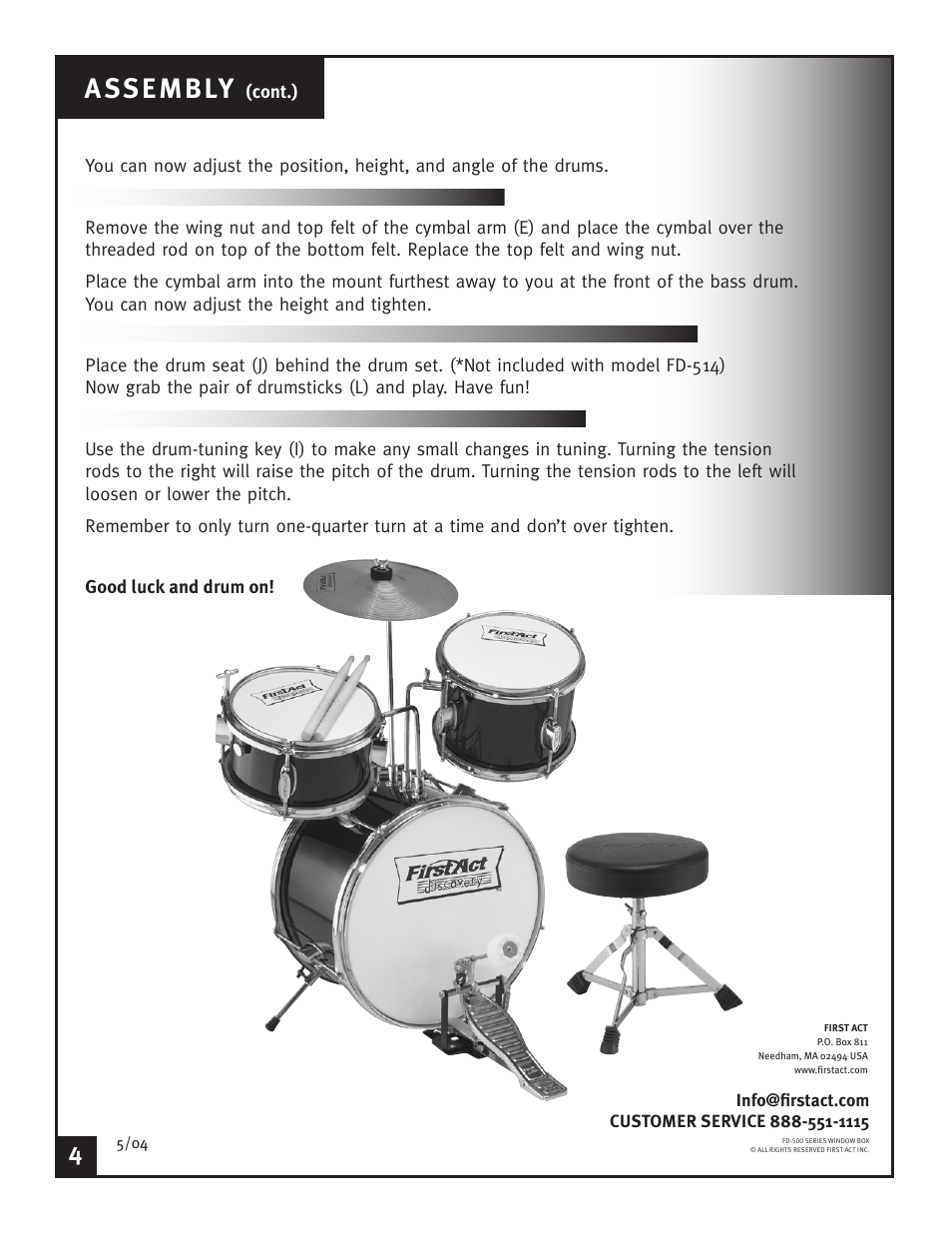 A ssembly | First Act FD-515 User Manual | Page 4 / 4