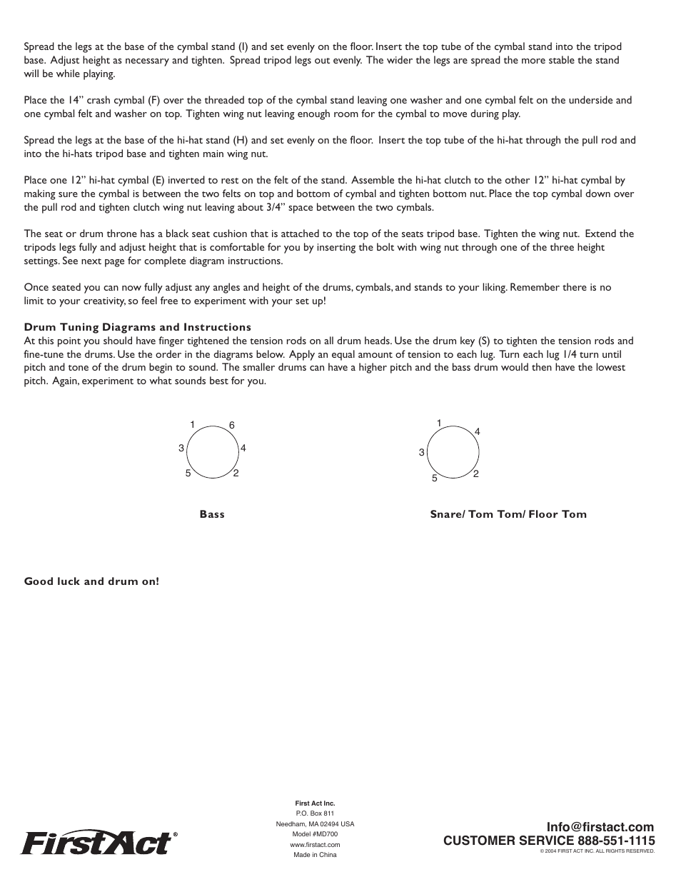 First Act MD700 User Manual | Page 4 / 4