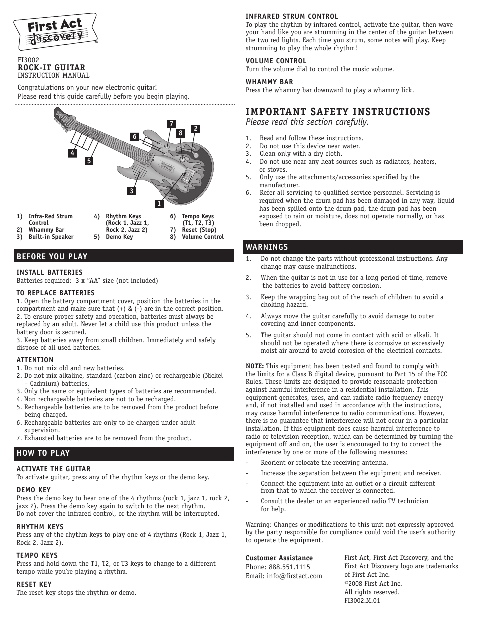 First Act FI3002 User Manual | 2 pages