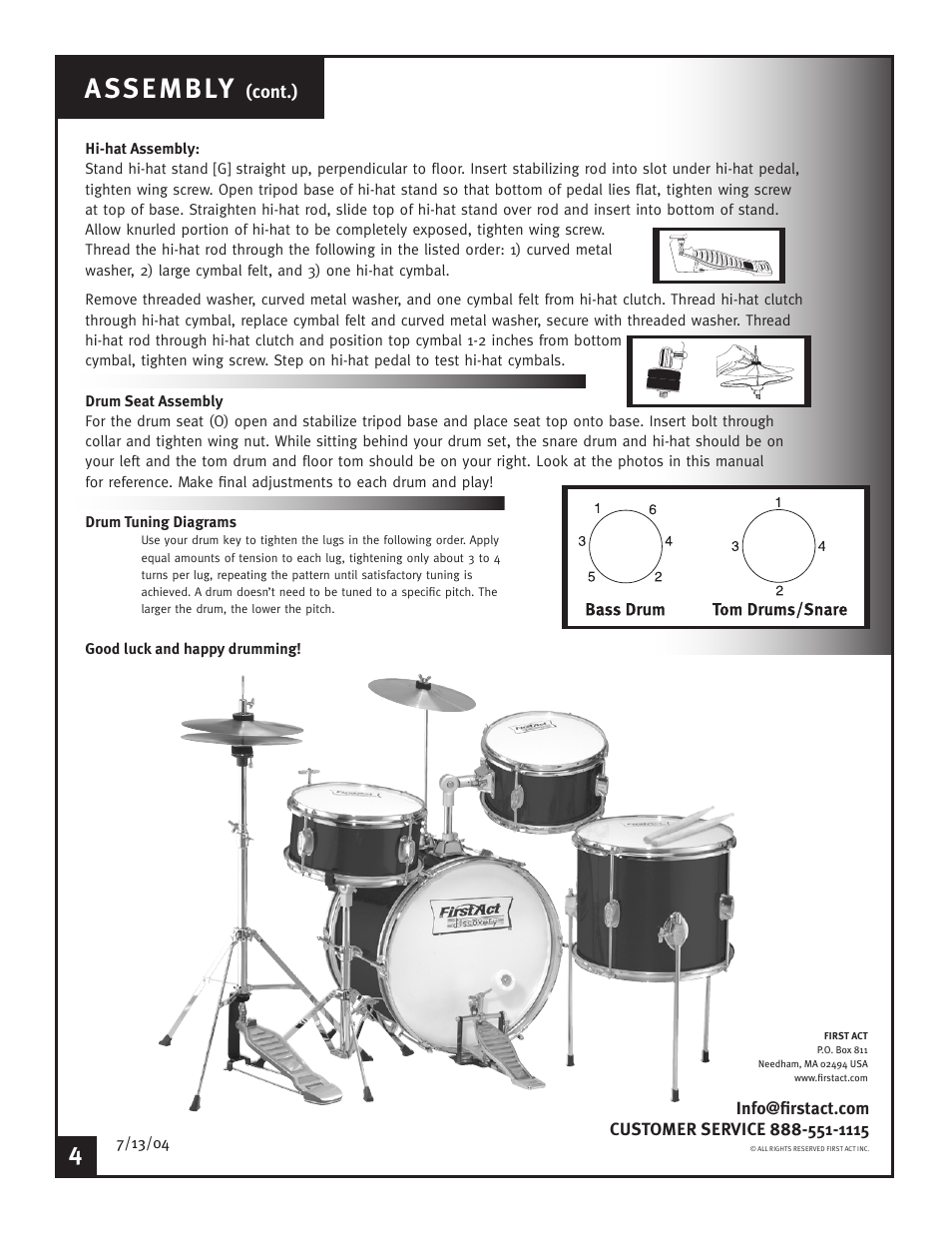 A ssembly, Cont.) | First Act FD-480 User Manual | Page 4 / 4