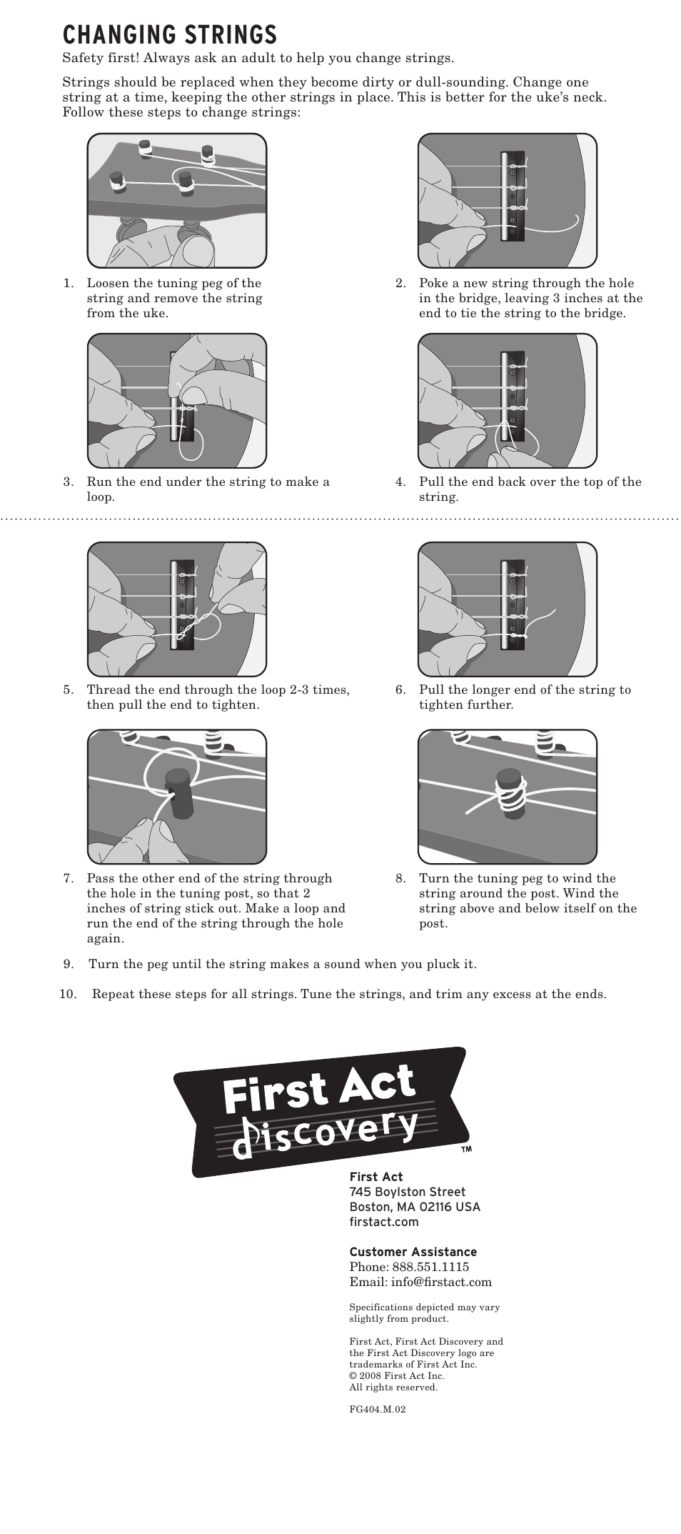 Changing strings | First Act Ukulele None User Manual | Page 2 / 2
