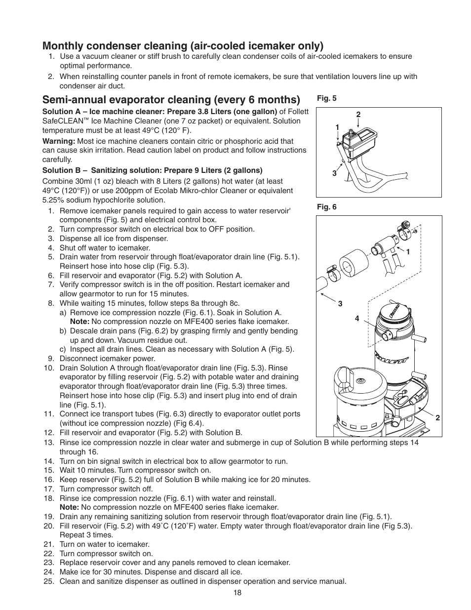 Semi-annual evaporator cleaning (every 6 months) | Follett MCC400A/W User Manual | Page 18 / 40