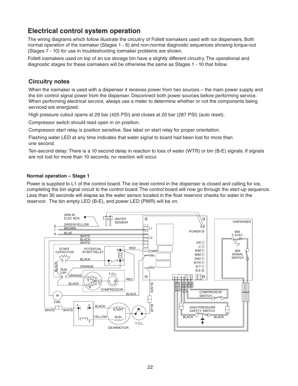 Electrical control system operation | Follett MCC400A/W User Manual | Page 22 / 40