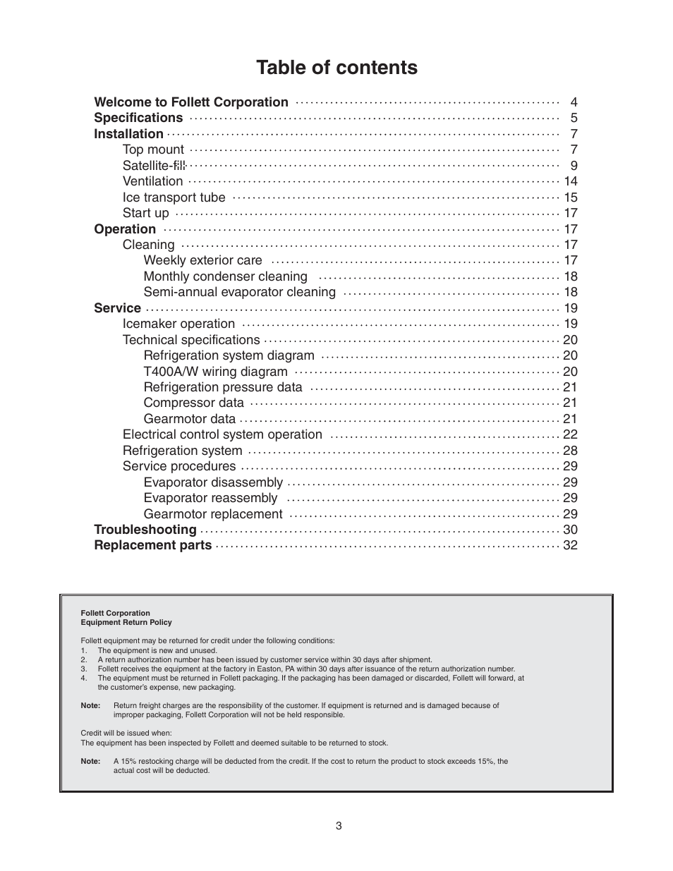 Follett MCC400A/W User Manual | Page 3 / 40