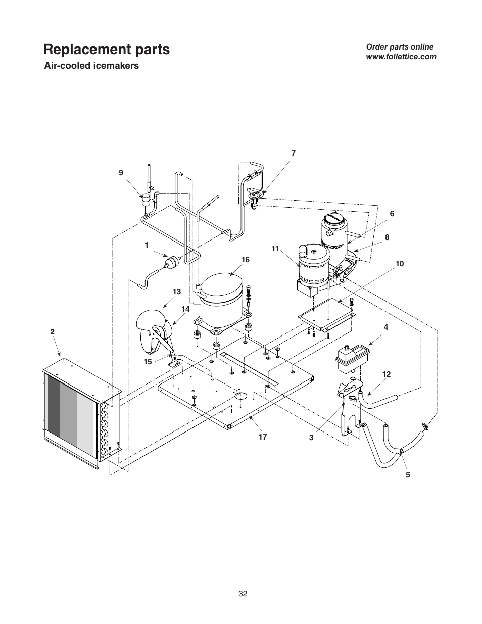 Replacement parts | Follett MCC400A/W User Manual | Page 32 / 40