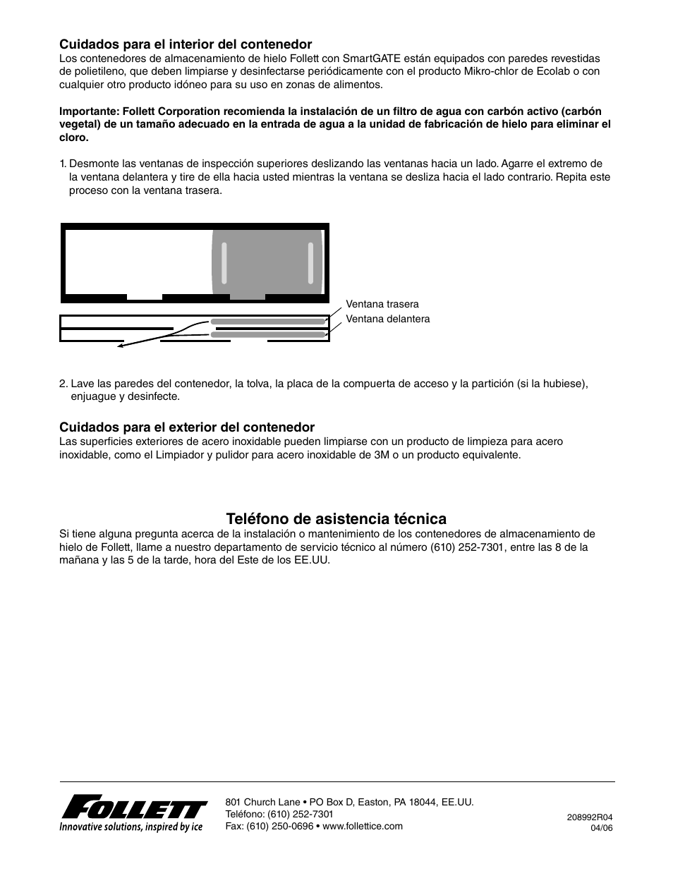 Teléfono de asistencia técnica | Follett E-ITS3250-90 User Manual | Page 12 / 42