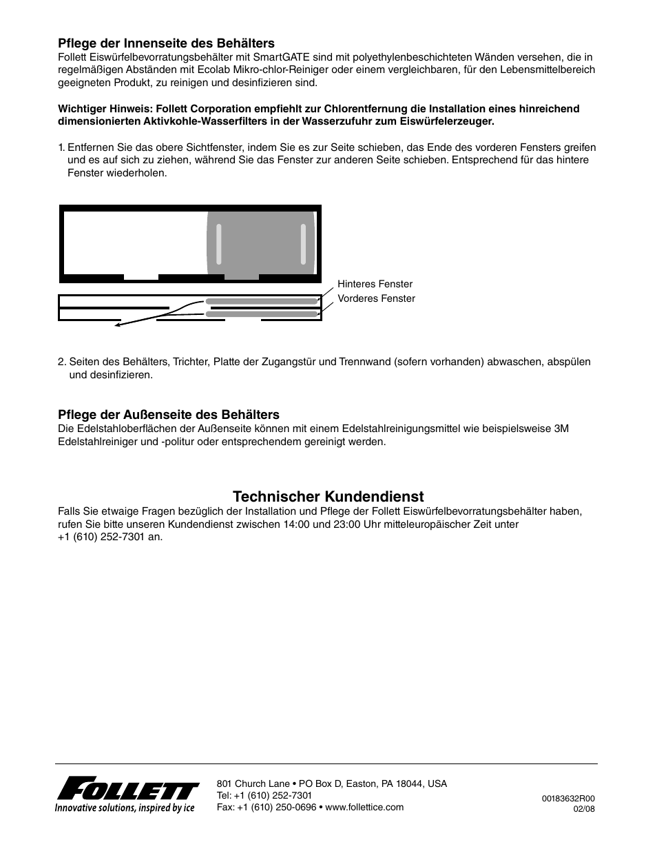 Technischer kundendienst | Follett E-ITS3250-90 User Manual | Page 22 / 42