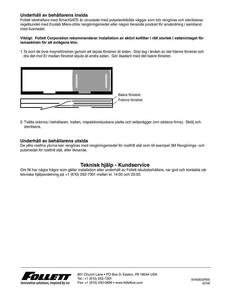 Teknisk hjälp - kundservice | Follett E-ITS3250-90 User Manual | Page 42 / 42