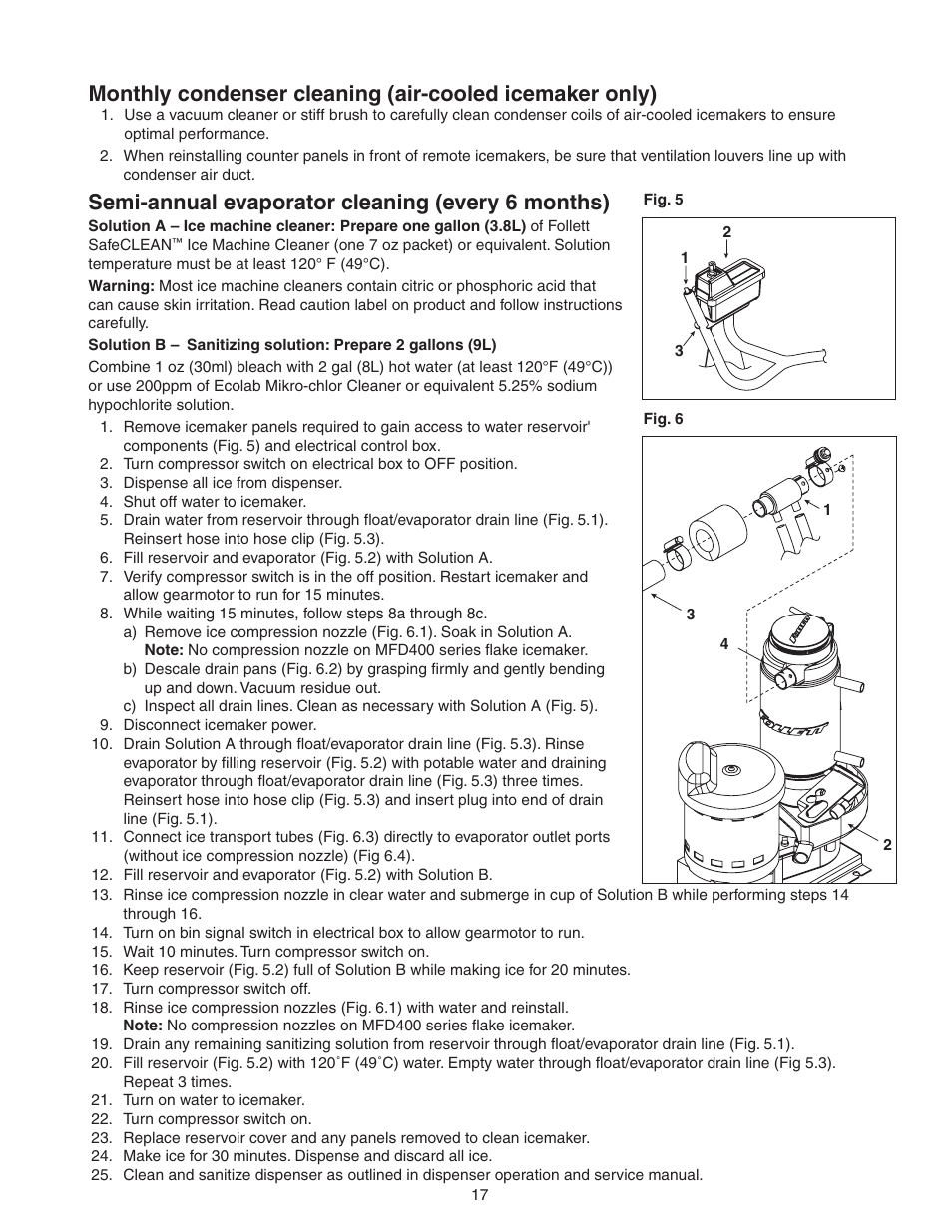 Semi-annual evaporator cleaning (every 6 months) | Follett T400A/W User Manual | Page 17 / 40