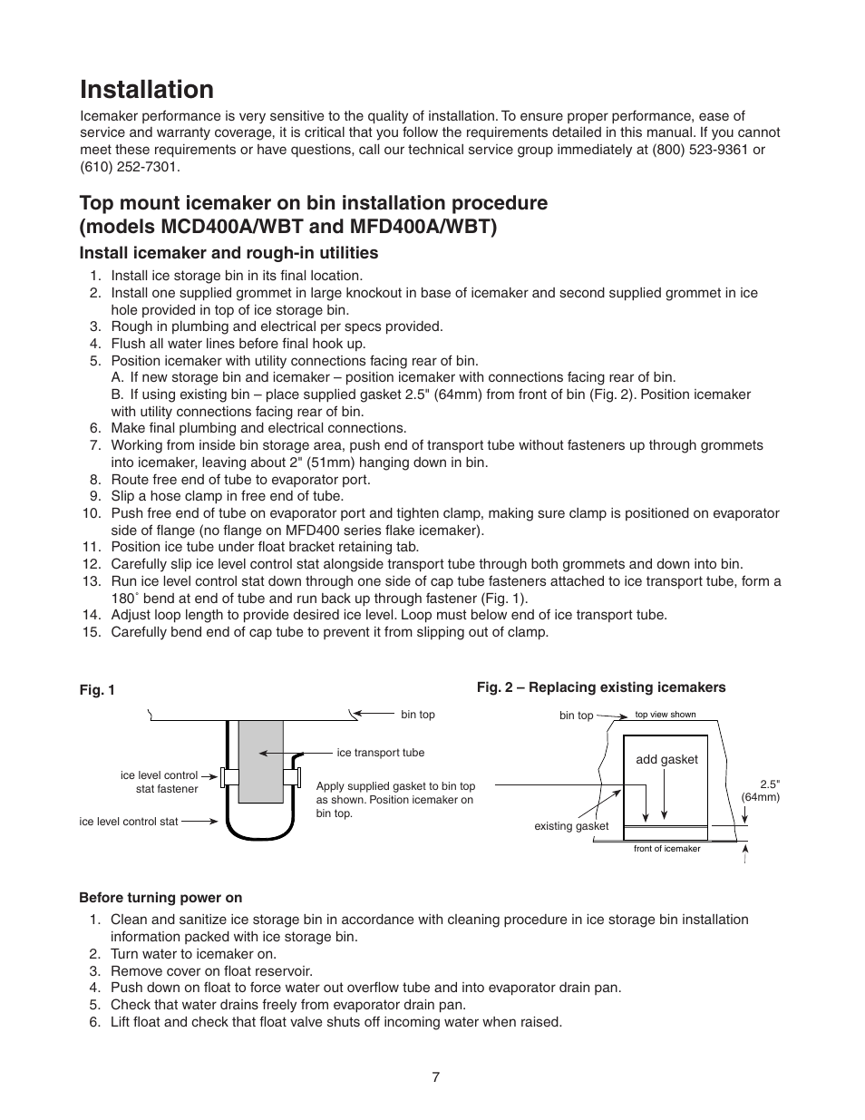 Installation, Install icemaker and rough-in utilities | Follett T400A/W User Manual | Page 7 / 40