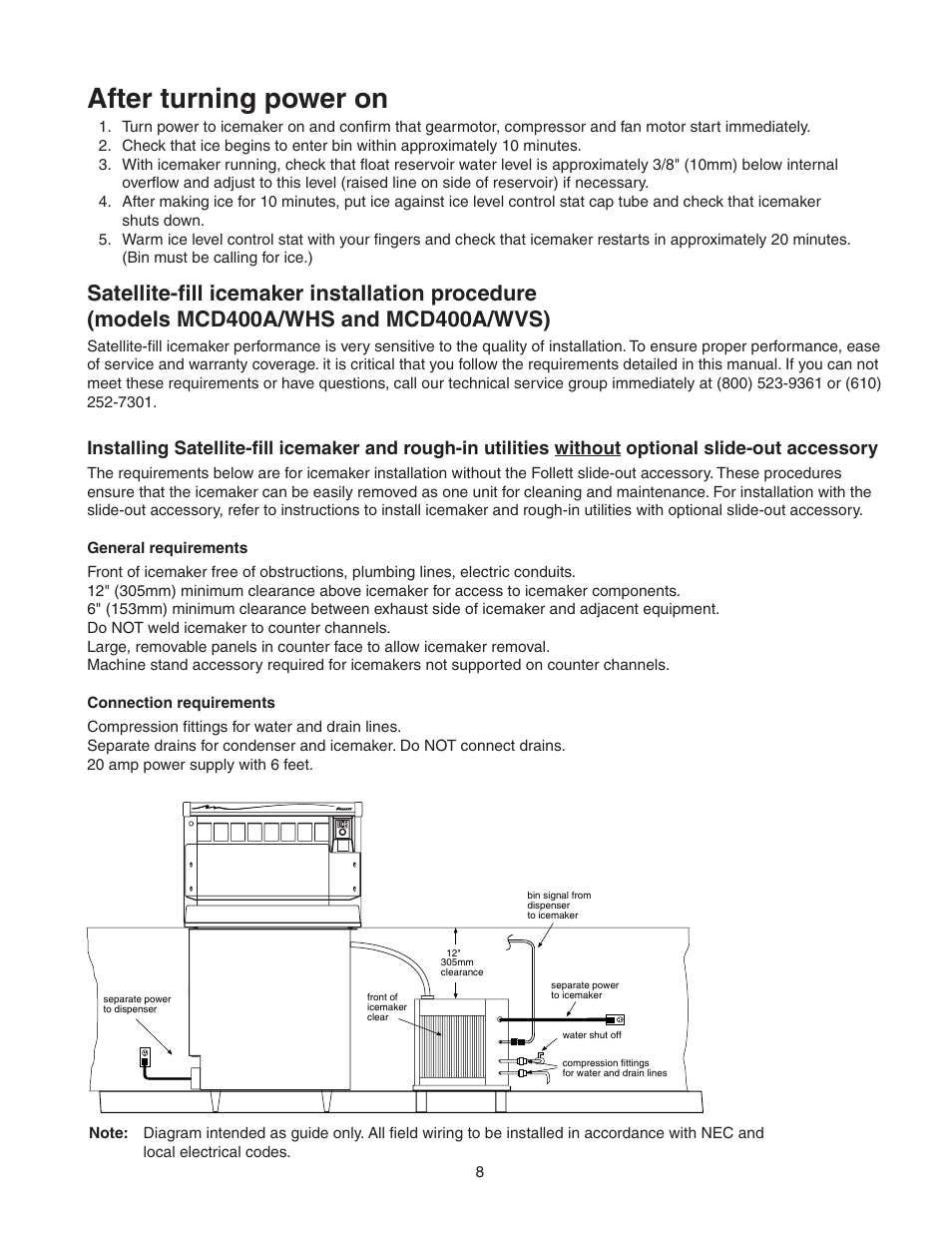 After turning power on | Follett T400A/W User Manual | Page 8 / 40