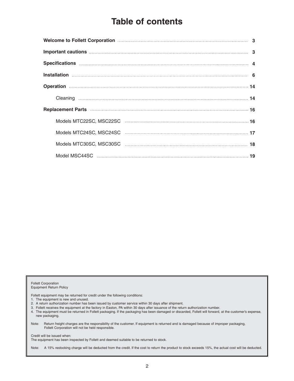 Follett 400 Series User Manual | Page 2 / 20